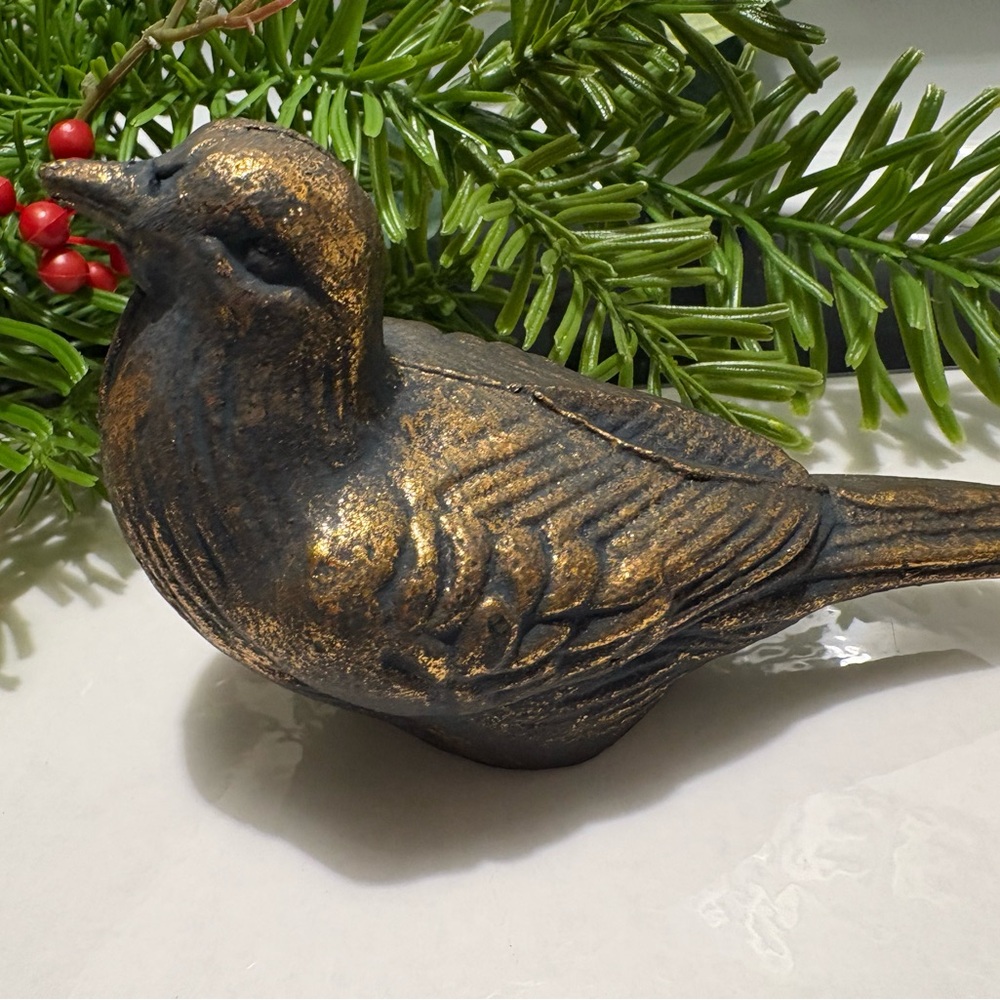Decorative Gold and Black Bird Figurine